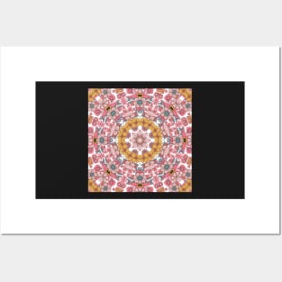 Flower and Hearts valentines and spring Kaleidoscope pattern (Seamless) 4 Posters and Art